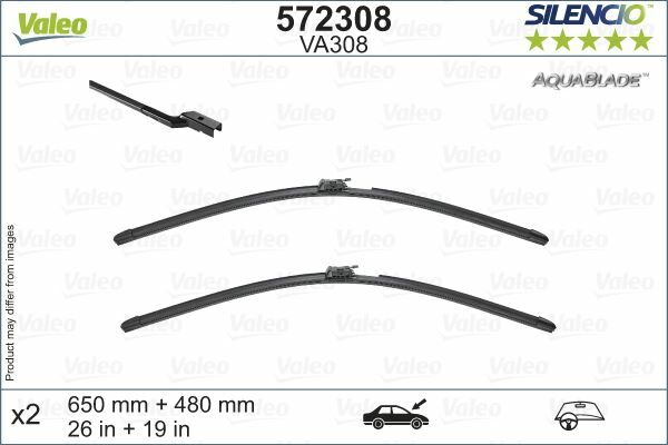 Valeo Silencio AquaBlade Flat Blade VA308 X2 650 480 mm VOLVO XC60 II 17 ISITMA ÖZELLİKLİ
