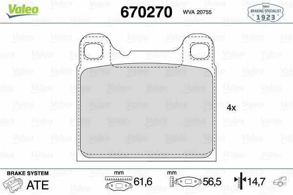 ARKA DİSK FREN BALATASI VOLVO 740 2.0/2.3/2.8 07/82-07/88 VOLVO 740