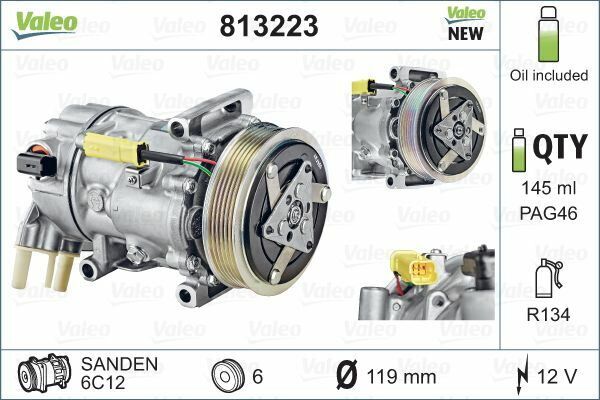 KLİMA KOMPRESÖRÜ P207-C3 1.4-1.6-P307-C4 1.4-1.6-2.0-P308 1.6-2.0-PARTNER TEPEE-BERLINGO-C5 1.6 HDİ