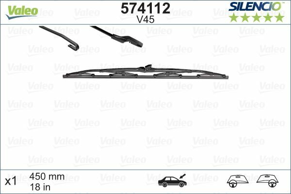 SİLECEK SILENCIO 45 CM X1 V45 PEJO P106/205/SAXO/POLO SPOILERLI