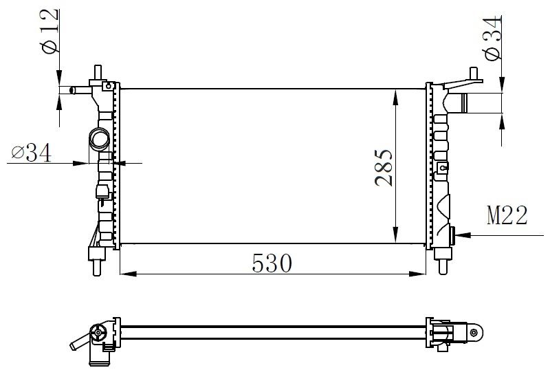 RADYATÖR CORSA B-TIGRA-COMBO 1.2-1.4-1.4 16V KLİMASIZ MEK 530x285x34