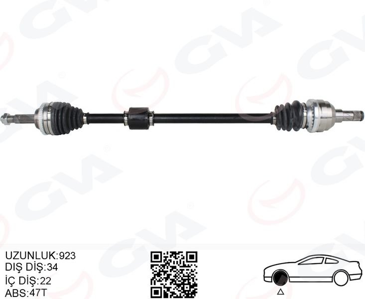 KOMPLE AKS SAĞ KALOS 1.4 16V-AVEO 1.4 16V 03-08 ABS Lİ 47DİŞ 923mm MANUEL.