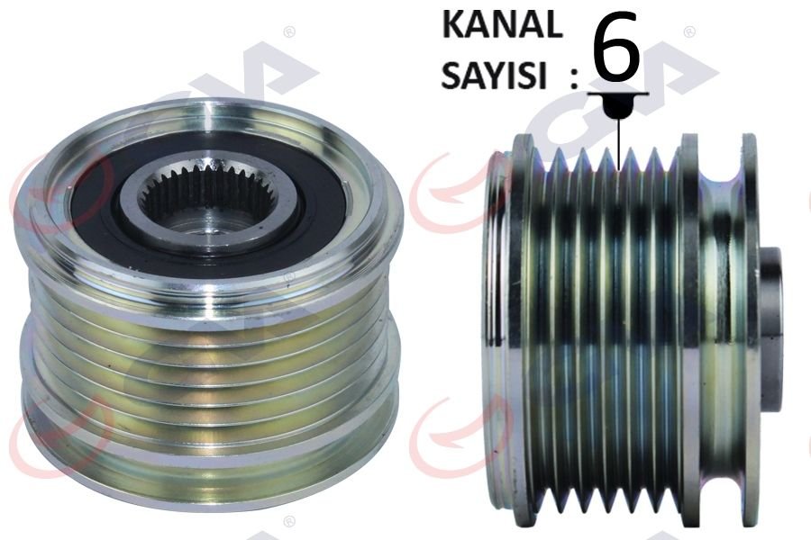 ALTERNATÖR KASNAĞI RULMANLI CLIO II-MEGANE-KANGOO-SCENIC K4M-K4J-K9K-F4P 6 KANAL AYARLI