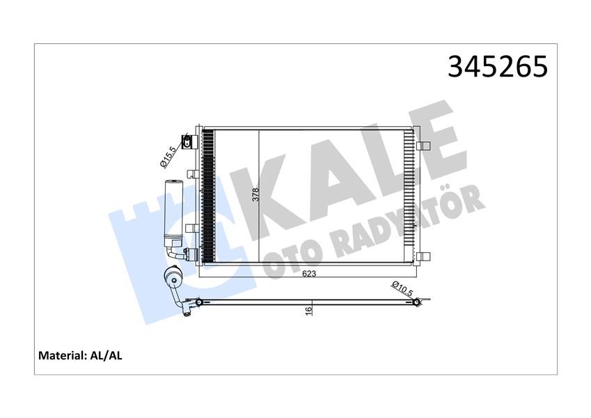KLİMA KONDENSERİ QASHQAI 2 J10-JJ10 1.6 07 643x377x16 AL/AL