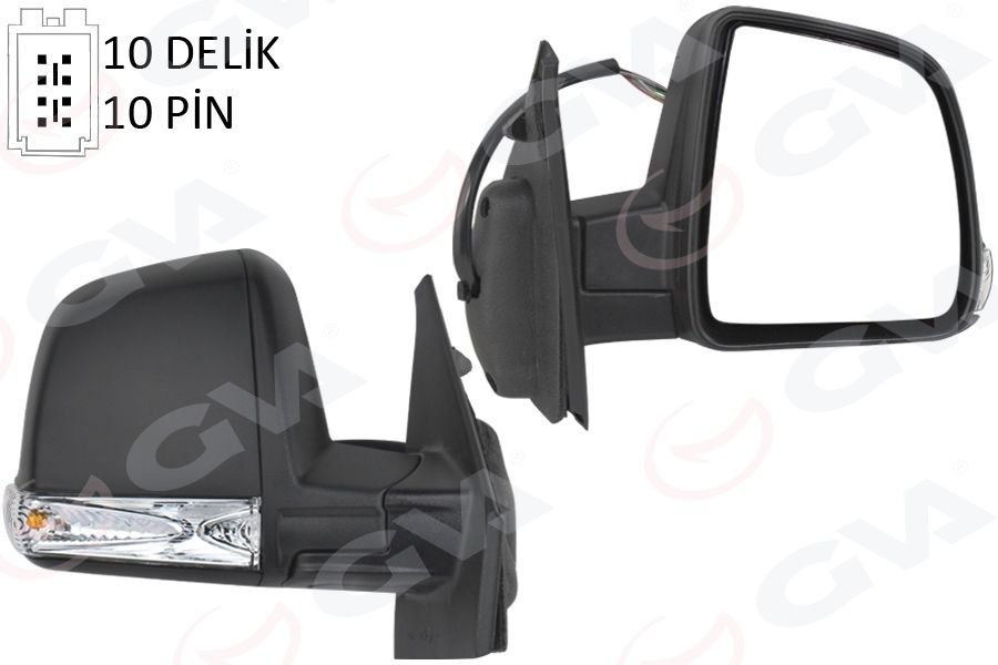 DIŞ DİKİZ AYNASI ELEKTRİKLİ SAĞ DOBLO III 2011 MD. SİNYALLİ KATLANIR / POWER FLOK DESENLİ 10 FİŞ