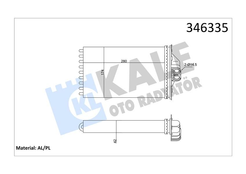 KALORİFER RADYATÖRÜ CHRYSLER VOYAGER 2.0i-3.3i-3.8i AWD-2.5 TD 95-01 282x182x46