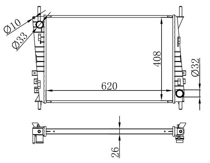 RADYATOR BRAZİNG MT 620X408X26 JAGUAR XTYPE 2.0D 02 66704