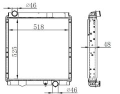 RADYATÖR BRAZİNG MITSUBISHI CANTER 5.2D-4.9D 02 MEK 525x518x48