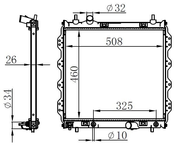 RADYATOR BRAZİNG AT 460X508X26 PT CRUİSER 2.0İ 2000 61002