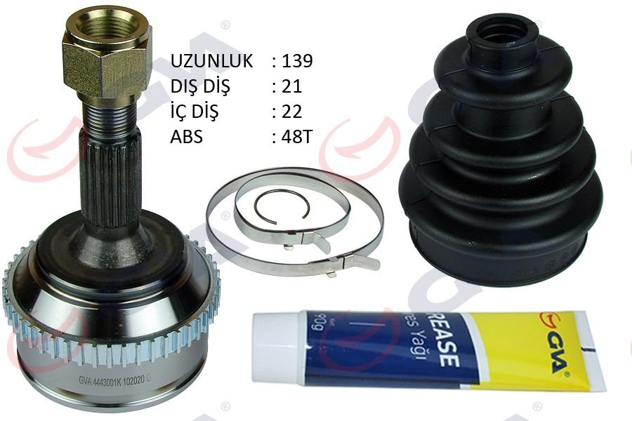 AKS KAFASI DIŞ ÖN PEUGEOT 106 II 1.4i 96-02 ABS Lİ 48DİŞ 21x22x58.5 139mm