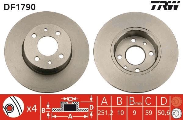 ARKA FREN DISKI FIAT BRAVO II 07 STILO 01 LINEA 07 ALFA ROMEO MITO 08 LANCIA DELTA II 08 251.5x10x4DL