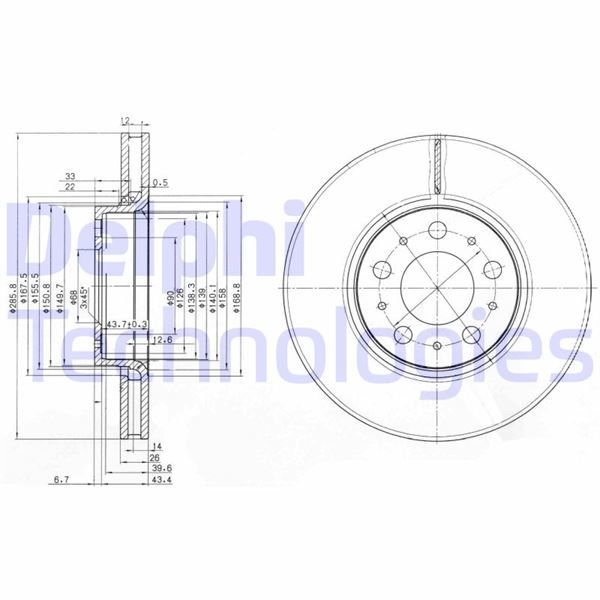 ÖN FREN AYNASI VOLVO S60 00-10 S80 98-06 V70 97-07 XC70 00-07 285x5DL KÜÇÜK TİP 31400739-946133