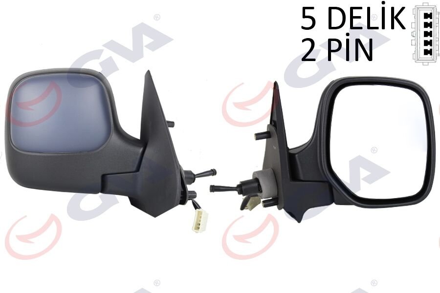 DIŞ DİKİZ AYNASI SAĞ BERLINGO-PARTNER 97 MEKANİK ISITMALI KONVEKS ASTARLI 2 FİŞ VM-118NPR