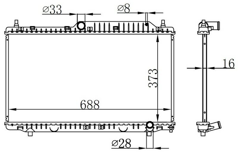 RADYATÖR BRAZİNG CHERY ALIA MEK 373x688x16