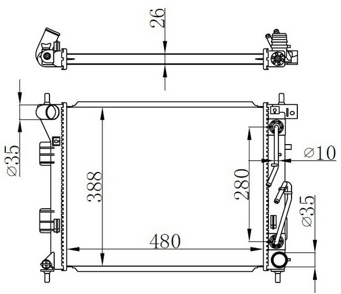 RADYATOR BRAZİNG AT 480X388X26 ELANTRA 10 /İ30 CEED 12 1.6 CRDİ 67608