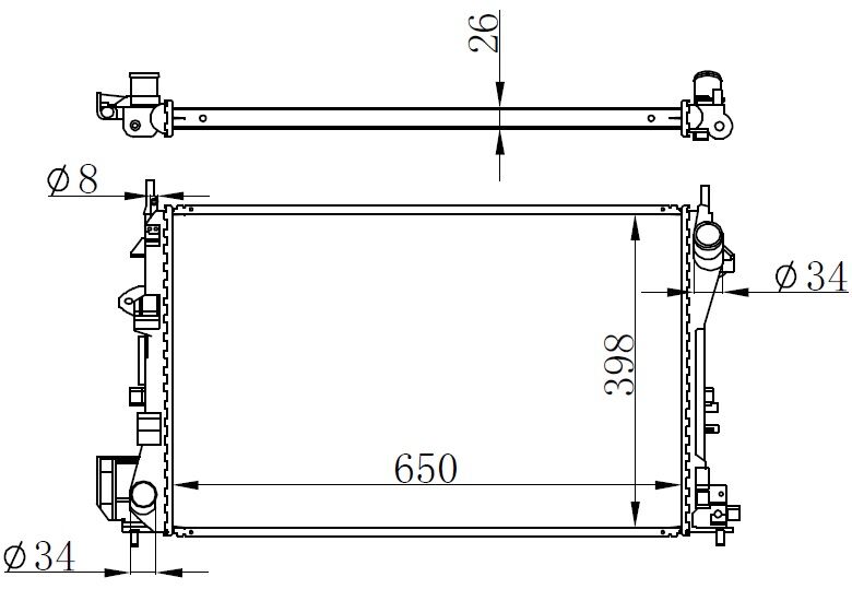 RADYATÖR BRAZİNG VECTRA C-SIGNUM 1.6-1.8 16V 02 AC KLİMASIZ MEK 650x398x26