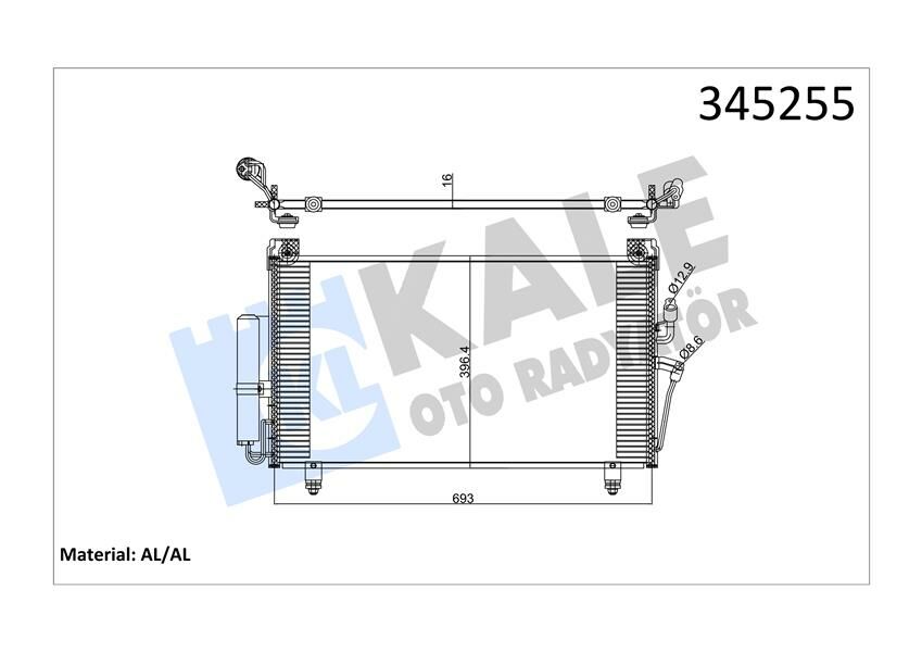 KLİMA KONDENSERİ MITSUBISHI OUTLANDER 2.0İ 16V-2.4İ 16V 03 635X400X16 OTO.-MEK. AL/AL