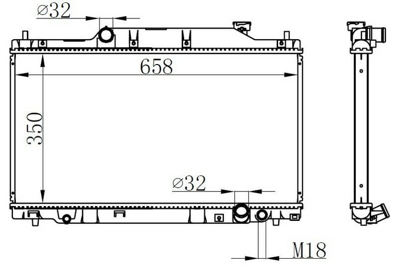 RADYATOR BRAZİNG MT 350X658X16 CİVİC VII 2.0İ 16V 01- 68114