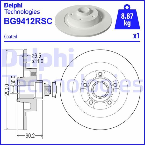 FREN DİSKİ TEKLİ PAKET - RULMANLI - BOYALI. DELİKSİZ ARKA RENAULT ESPACE V 02/2015