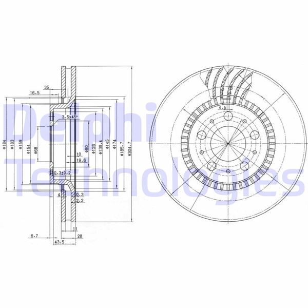 ÖN FREN AYNASI VOLVO S60 00-10 S80 98-06 V70 97-07 XC70 00-07 305x25x5DLx BÜYÜK TİP DELİKLİ -986478494-DF4053S