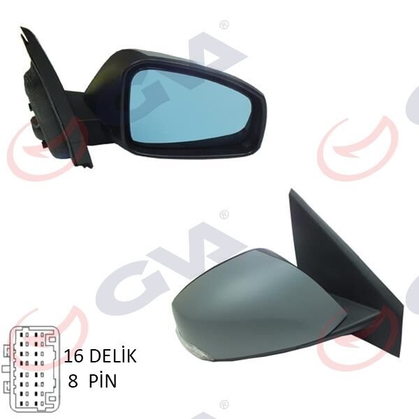 DIŞ DİKİZ AYNASI SAĞ LAGUNA 07 ELEKTRİKLİ ISITMALI SİNYALLİ KATLANIR ASTARLI KONVEKS MAVİ CAM 8 FİŞ VM-6134EBR