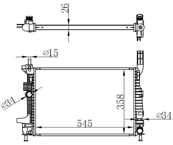 MOTOR SU RADYATORU FOCUS III 1.5TDCI 1.6TDCI 95PS 115PS 12 YENI CONNECT 14 1.5TDCI 1.6 TDCI OLCU 545 358 26