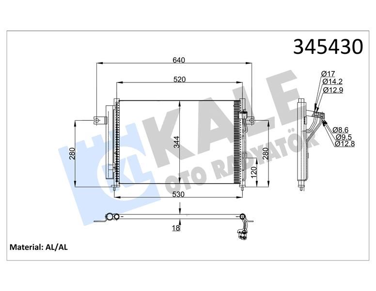 KLİMA KONDENSERİ HYUNDAI GETZ 1.1-1.3i-1.4i 02-09 - İ10 1.1 08 499x324x17 AL/AL