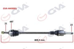 KOMPLE AKS SAĞ PEUGEOT 106 II 1.4i 96-02 ABS Lİ 48DİŞ 809mm