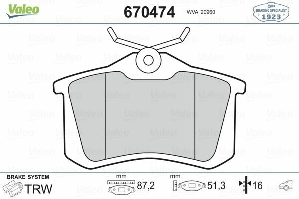 ARKA BALATA FLUENCE-MEGANE II-III-P207-P308-P307-PARTNER-BERLINGO-C2-C3-C4-CROSSLAND- BORA-PASSAT 97 GOLF IV-V-POLO 87x52.9x17