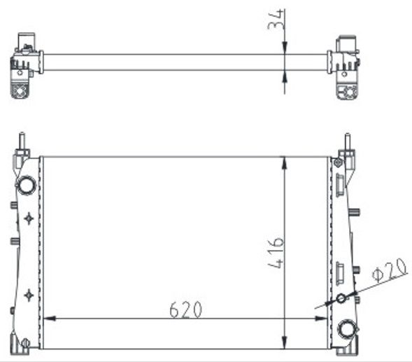 RADYATÖR MEK. LINEA 1.3 JTD AC KLİMASIZ MEK 620x416x34