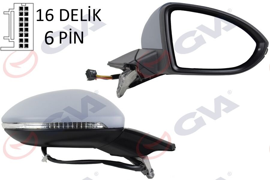 DIŞ DİKİZ AYNASI ELEKTRİKLİ ISITMALI SAĞ GOLF VII 13 SİNYALLİ ASTARLI 6 FİŞ