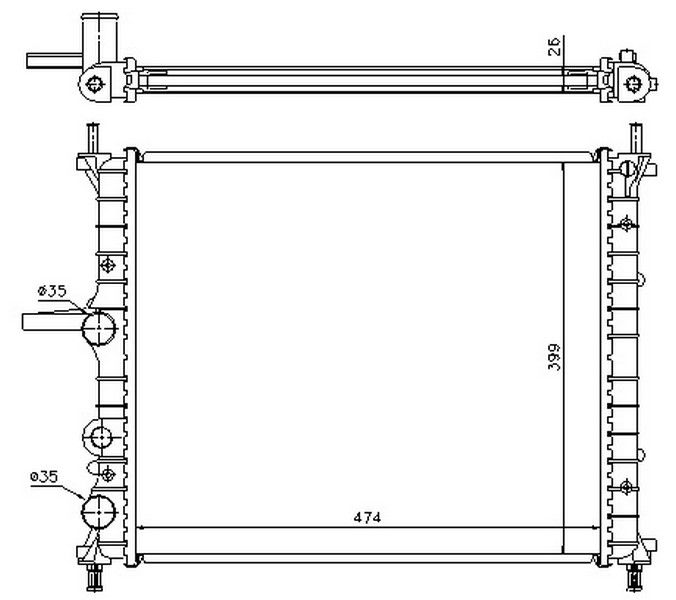RADYATÖR BRAVO-BRAVA-MAREA 1.2-1.4-1.6 6V AC MEK 480x415x23 ALÜMİNYUM
