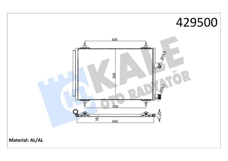KONDENSER AL/BRZ CITROEN C5 04 C6 05 407 04 1.8-2.0-2.2-3.0-1.6HDI-2.0HDI-2.2HDI