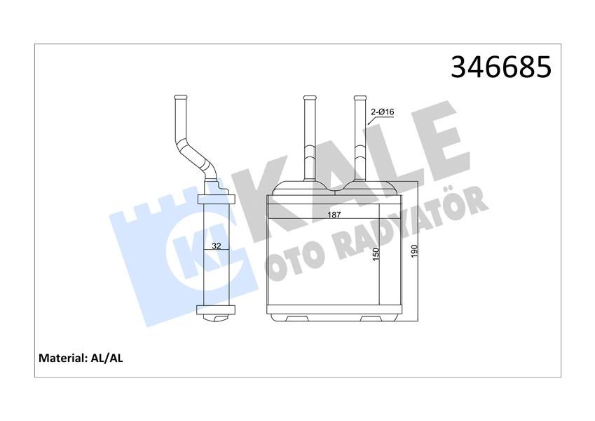 KALORİFER RADYATÖRÜ CORSA B 93-00 -TIGRA 94-98 -COMBO 182x155