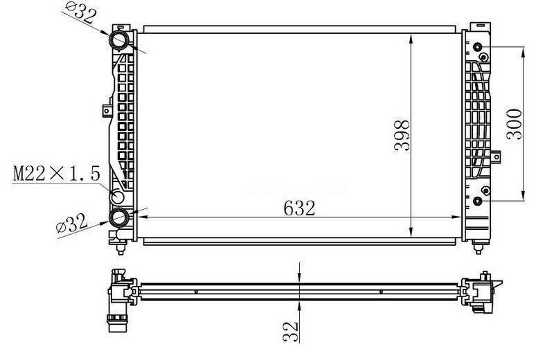 RADYATÖR BRAZİNG PASSAT 96-00 A4 95-01 A6 00-05 ADP-AHL AC KLİMASIZ MEK OTOM 632x398x32