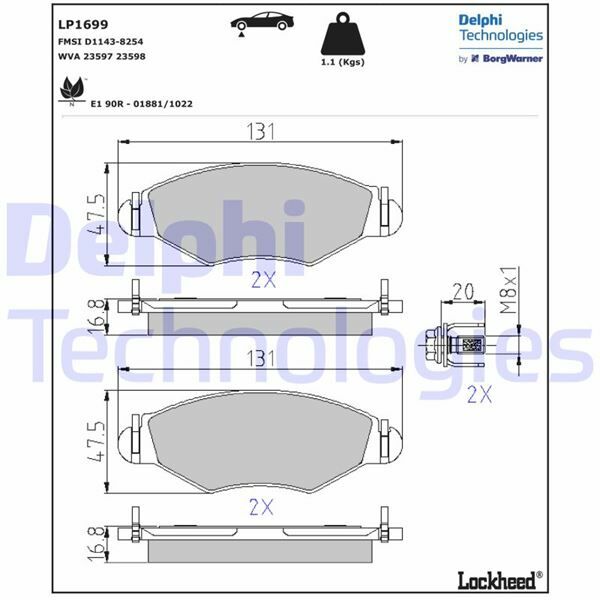 ÖN FREN BALATASI PEUGEOT P206 1.4 1.6 09/98 P306 1.4 1.6 5/93