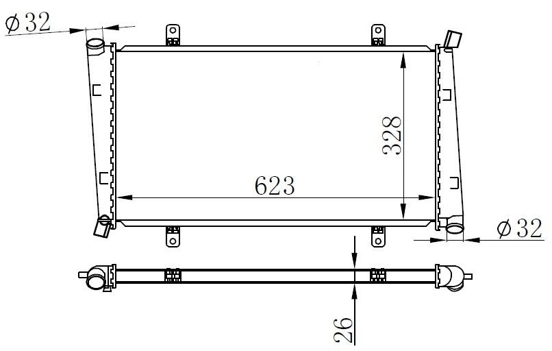 RADYATOR BRAZİNG MT 623X328X26 VOLVO S40/V40 1.9 TDI 65560A