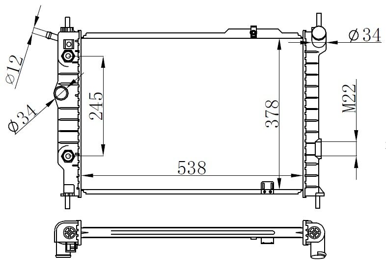 RADYATÖR BRAZİNG ASTRA F 93-98 1.4I-1.6I-2.0I KLİMASIZ MEK OTOM 538x368x26