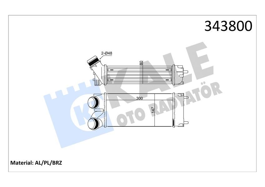 TURBO RADYATÖRÜ INTERCOOLER BERLINGO 04 C4 04 P308 07 PARTNER 04 1.6HDI AL/PL/BRZ 300x147x76