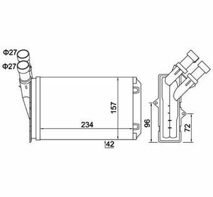 KALORİFER RADYATÖRÜ BERLINGO-PARTNER 96 XANTIA 95-98 XSARA 99-05 306 93-01 234x157