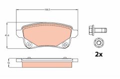 ARKA DİSK FREN BALATASI RENAULT GRAND SCENIC III 09 16 SCENIC III 09 16 SCENIC IV 16 TALISMAN 15 MEGANE IV 15 106.5x45.5x16