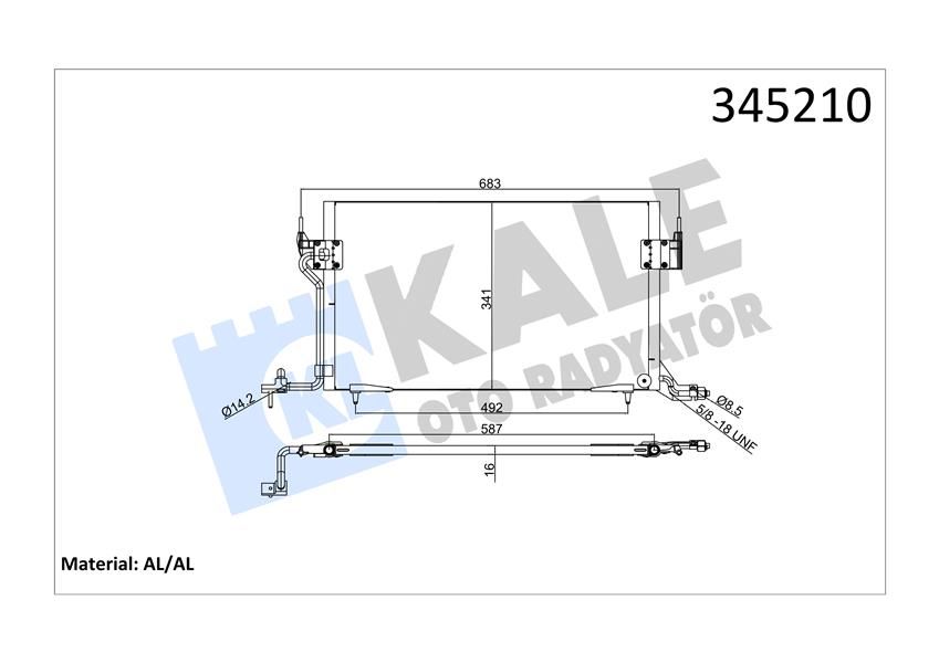KLİMA KONDENSERİ 306 II 97-01 BERLINGO 97 PARTNER 97 XSARA 97-00 1.4-1.6-1.8 568x341x16 AL/AL