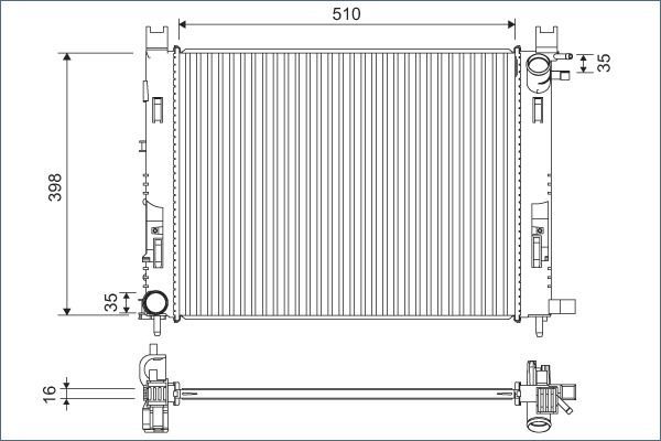 MOTOR SU RADYATORU CAPTUR I 12 CLIO IV 12 DOKKER 12 SYMBOL III 14 SANDERO II 12 0.9 TCE 1.2 TCE 1.5 DCI 1.6 506x414x18