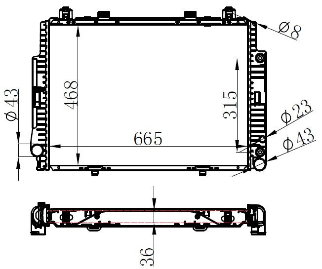 RADYATOR BRAZİNG AT 665X468X36 S400/500/600 W140 91- 62716