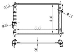 RADYATOR BRAZİNG MT 600X418X26 KALOS/ AVEO 1.2İ/1.6İ 05 61628