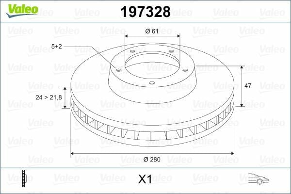 ÖN FREN DİSKİ RENAULT LAGUNA II 01 07 280x21.8 HAVALI 5 DELİK