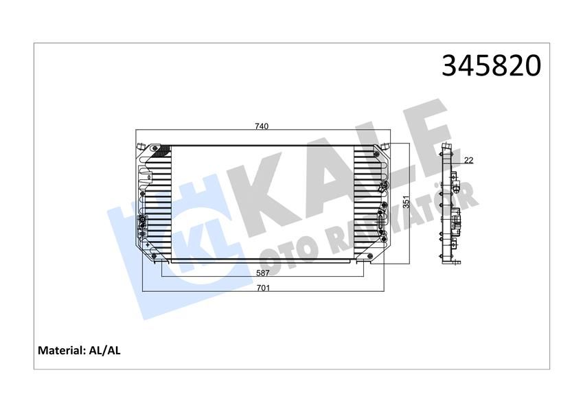 KLİMA KONDENSERİ COROLLA 1.6 Sİ-1.8 GT AE 101 92-97 692x342x20 AL/AL