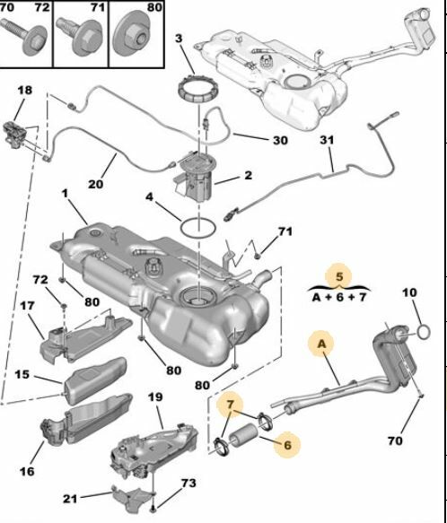 YAKIT DOLDURMA BORUSU KOMPLE PEUGEOT P208-P2008-P301 CITROEN C3-C4-C-ELYSEE
