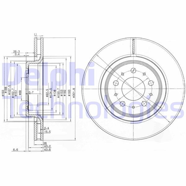 ÖN FREN AYNASI HAVALI VOLVO V70 97-00 C70 97-05 S70 96-00 XC70 97-02 302x26x5DLxHAVALI