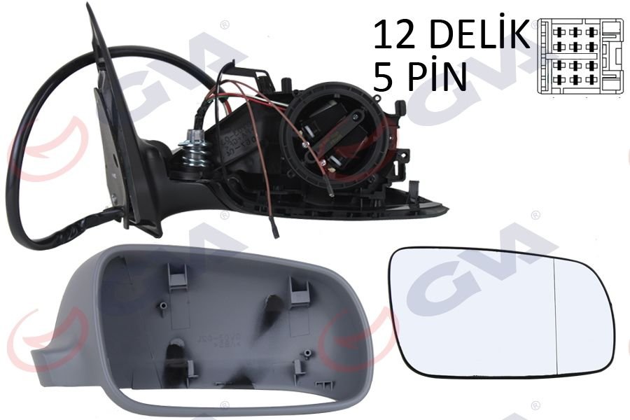 DIŞ DİKİZ AYNASI SAĞ FABIA 05 ELEKTRİKLİ ISITMALI ASTARLI KONVEKS 5 FİŞ VM-606EHPR